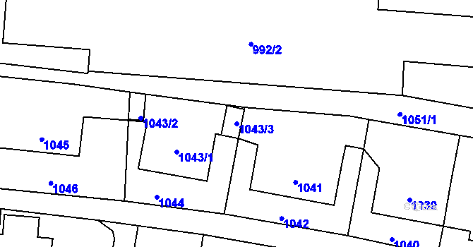 Parcela st. 1043/3 v KÚ Vítkov, Katastrální mapa