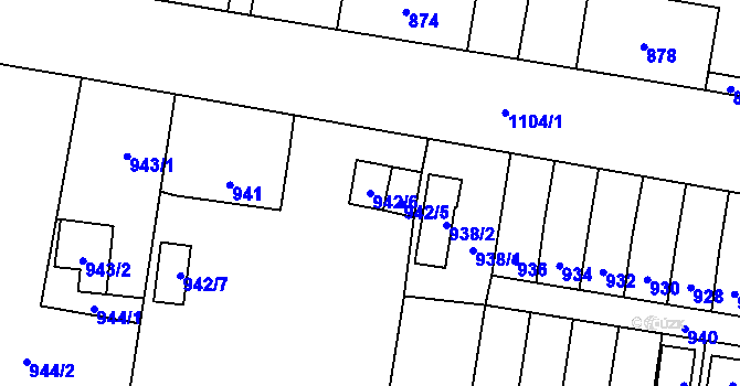 Parcela st. 942/6 v KÚ Vítkov, Katastrální mapa