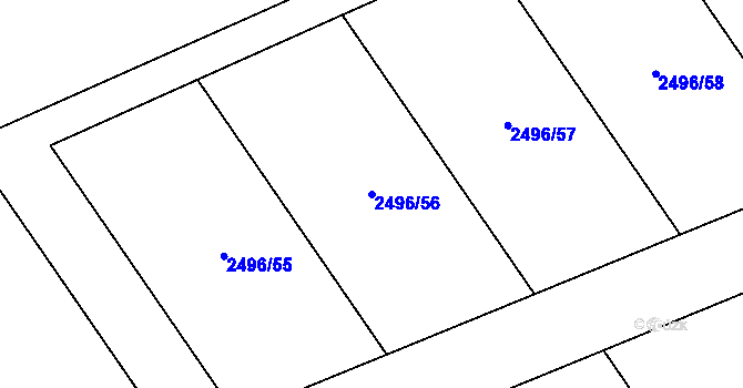Parcela st. 2496/56 v KÚ Vítkov, Katastrální mapa