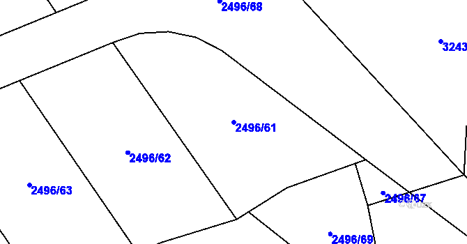 Parcela st. 2496/61 v KÚ Vítkov, Katastrální mapa