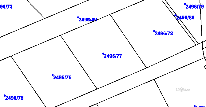 Parcela st. 2496/77 v KÚ Vítkov, Katastrální mapa