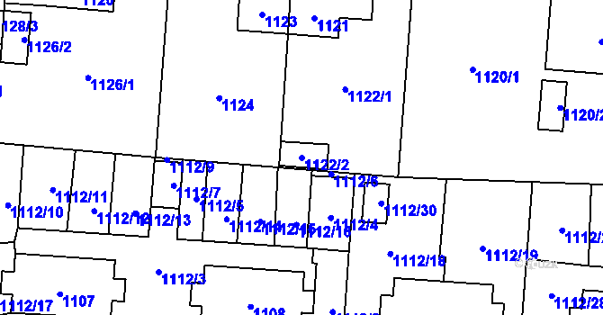 Parcela st. 1122/2 v KÚ Vítkov, Katastrální mapa