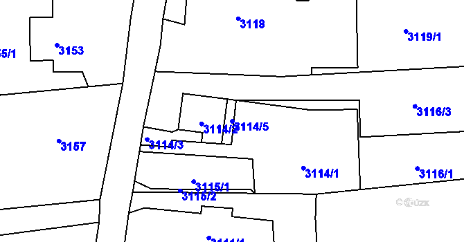 Parcela st. 3114/5 v KÚ Vítkov, Katastrální mapa