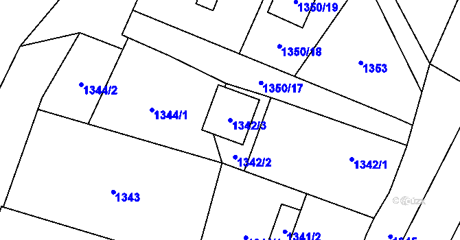 Parcela st. 1342/3 v KÚ Vítkov, Katastrální mapa
