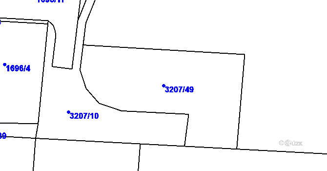 Parcela st. 3207/49 v KÚ Vítkov, Katastrální mapa