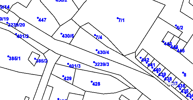 Parcela st. 430/4 v KÚ Vítkov, Katastrální mapa