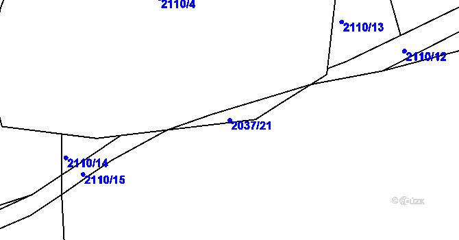 Parcela st. 2037/21 v KÚ Klokočov u Vítkova, Katastrální mapa