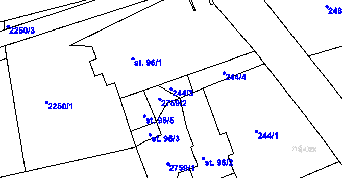 Parcela st. 244/3 v KÚ Klokočov u Vítkova, Katastrální mapa