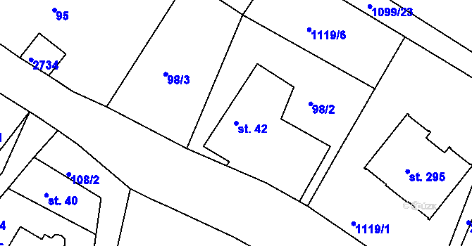 Parcela st. 42 v KÚ Klokočov u Vítkova, Katastrální mapa