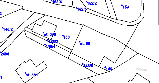 Parcela st. 60 v KÚ Klokočov u Vítkova, Katastrální mapa