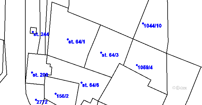 Parcela st. 64/3 v KÚ Klokočov u Vítkova, Katastrální mapa