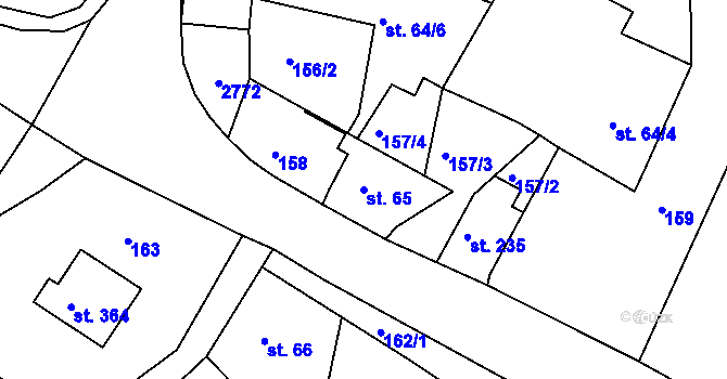 Parcela st. 65 v KÚ Klokočov u Vítkova, Katastrální mapa