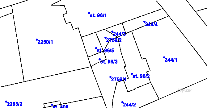 Parcela st. 96/4 v KÚ Klokočov u Vítkova, Katastrální mapa