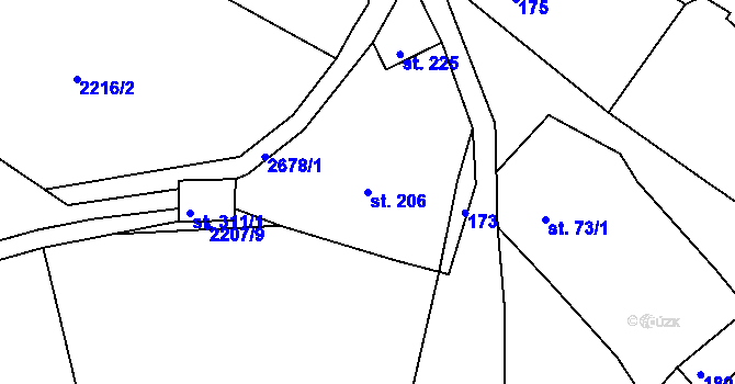Parcela st. 206 v KÚ Klokočov u Vítkova, Katastrální mapa
