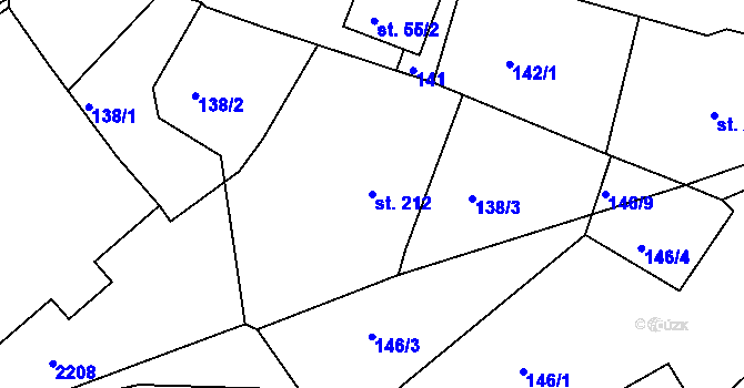 Parcela st. 212 v KÚ Klokočov u Vítkova, Katastrální mapa