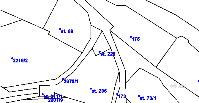 Parcela st. 225 v KÚ Klokočov u Vítkova, Katastrální mapa
