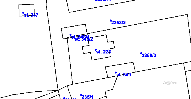 Parcela st. 228 v KÚ Klokočov u Vítkova, Katastrální mapa