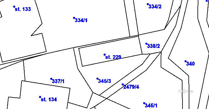 Parcela st. 229 v KÚ Klokočov u Vítkova, Katastrální mapa