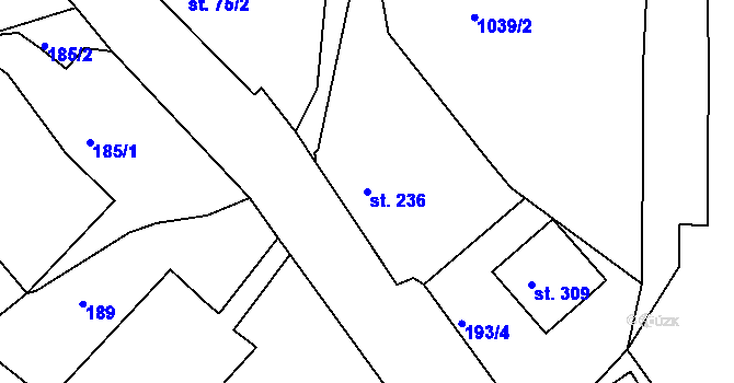 Parcela st. 236 v KÚ Klokočov u Vítkova, Katastrální mapa