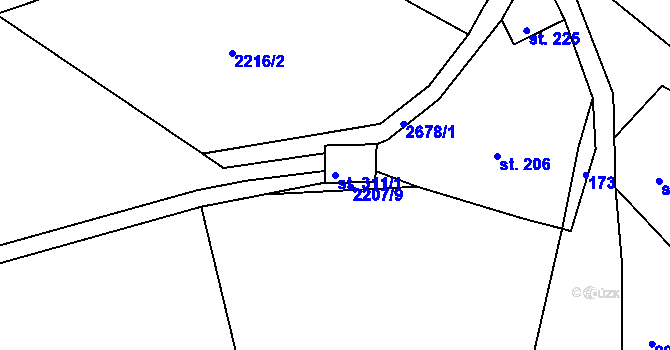 Parcela st. 311/1 v KÚ Klokočov u Vítkova, Katastrální mapa