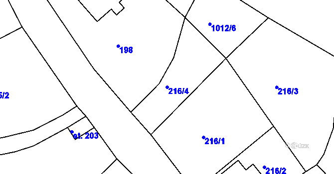 Parcela st. 216/4 v KÚ Klokočov u Vítkova, Katastrální mapa