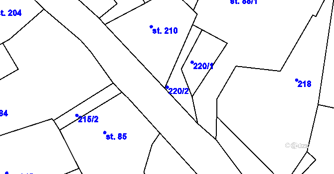 Parcela st. 220/2 v KÚ Klokočov u Vítkova, Katastrální mapa