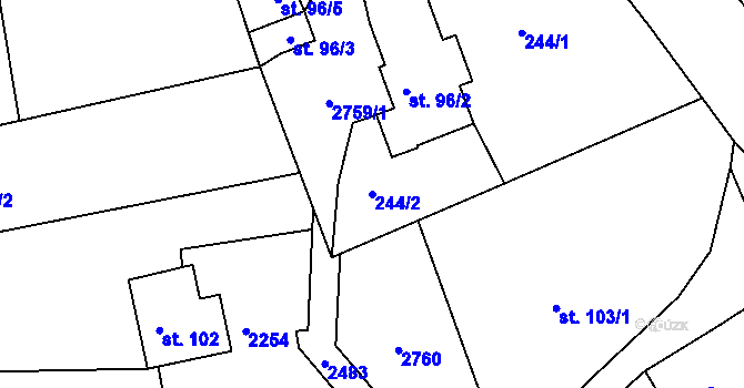 Parcela st. 244/2 v KÚ Klokočov u Vítkova, Katastrální mapa