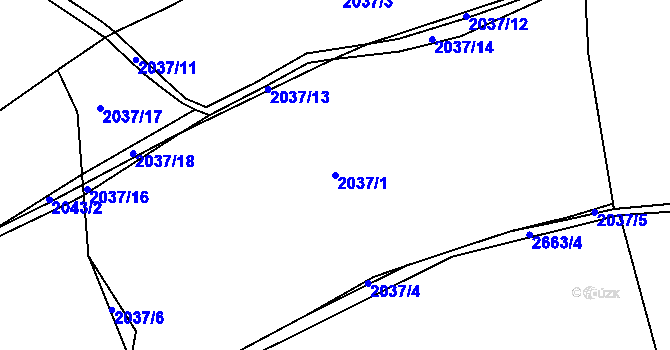 Parcela st. 2037/1 v KÚ Klokočov u Vítkova, Katastrální mapa