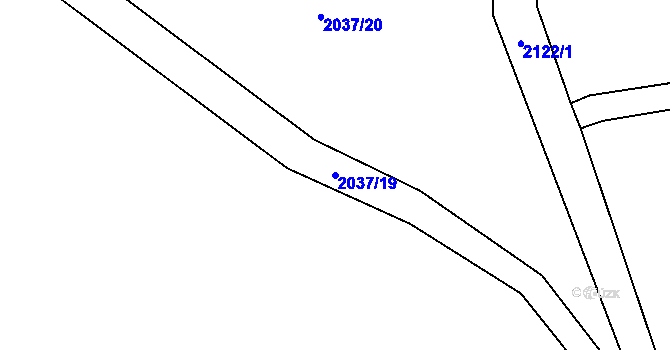 Parcela st. 2037/19 v KÚ Klokočov u Vítkova, Katastrální mapa