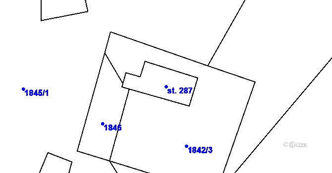 Parcela st. 287 v KÚ Vítkovice v Krkonoších, Katastrální mapa