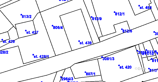 Parcela st. 439 v KÚ Vítkovice v Krkonoších, Katastrální mapa