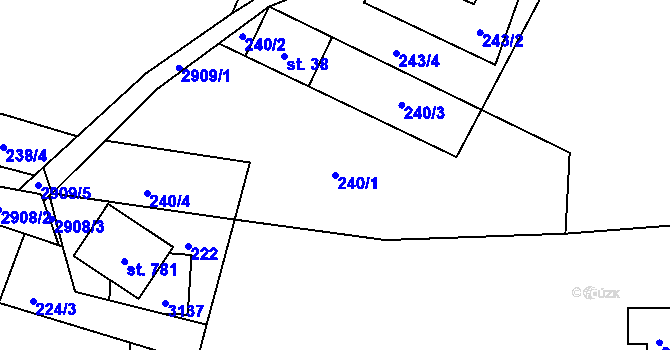 Parcela st. 240/1 v KÚ Vítkovice v Krkonoších, Katastrální mapa