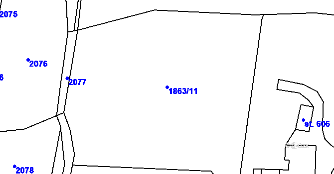 Parcela st. 1863/11 v KÚ Vítkovice v Krkonoších, Katastrální mapa