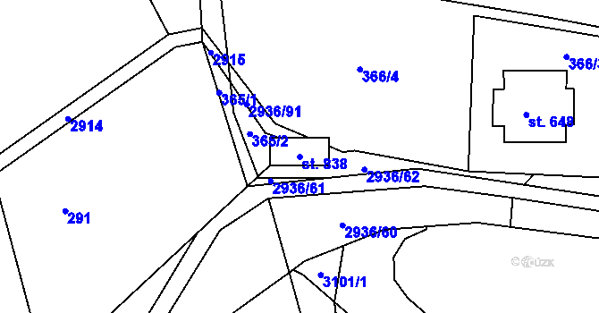 Parcela st. 838 v KÚ Vítkovice v Krkonoších, Katastrální mapa