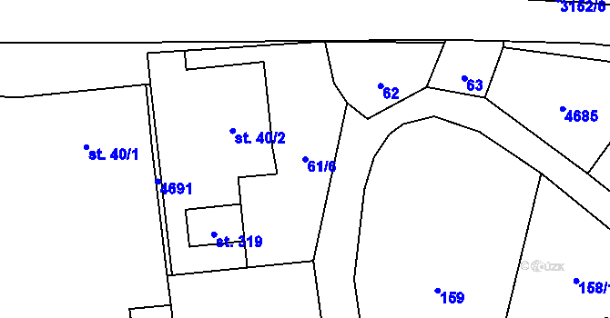 Parcela st. 61/6 v KÚ Vítonice u Bystřice pod Hostýnem, Katastrální mapa