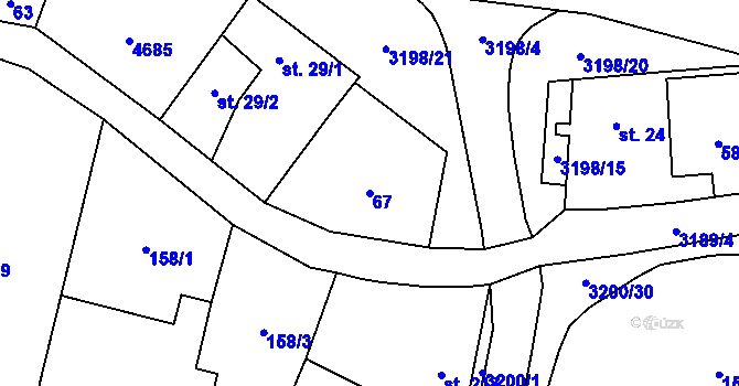Parcela st. 67 v KÚ Vítonice u Bystřice pod Hostýnem, Katastrální mapa