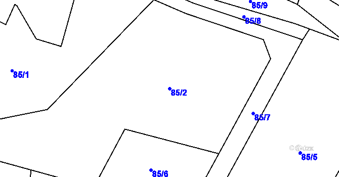 Parcela st. 85/2 v KÚ Vítonice u Bystřice pod Hostýnem, Katastrální mapa