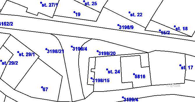 Parcela st. 3198/20 v KÚ Vítonice u Bystřice pod Hostýnem, Katastrální mapa
