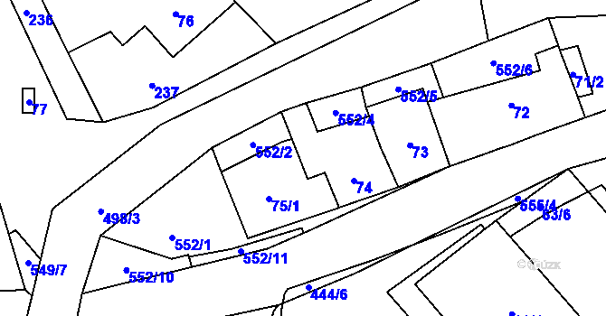 Parcela st. 75/2 v KÚ Vítonice u Znojma, Katastrální mapa