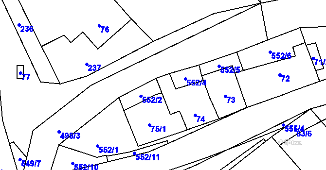 Parcela st. 552/3 v KÚ Vítonice u Znojma, Katastrální mapa