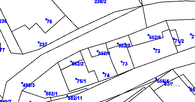 Parcela st. 552/4 v KÚ Vítonice u Znojma, Katastrální mapa