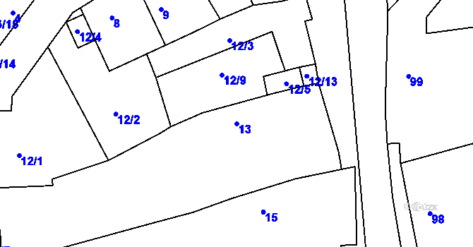Parcela st. 13 v KÚ Vítonice u Znojma, Katastrální mapa