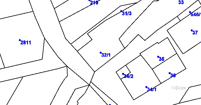 Parcela st. 32/1 v KÚ Vítonice u Znojma, Katastrální mapa