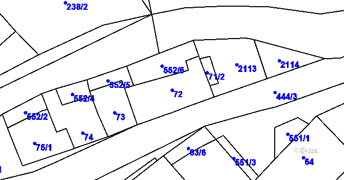 Parcela st. 72 v KÚ Vítonice u Znojma, Katastrální mapa