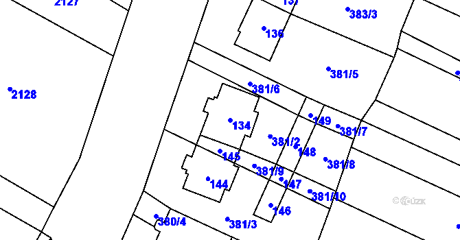 Parcela st. 134 v KÚ Vítonice u Znojma, Katastrální mapa