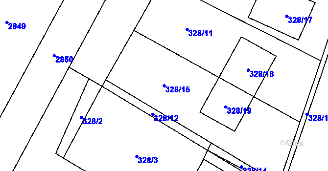 Parcela st. 328/15 v KÚ Vítonice u Znojma, Katastrální mapa