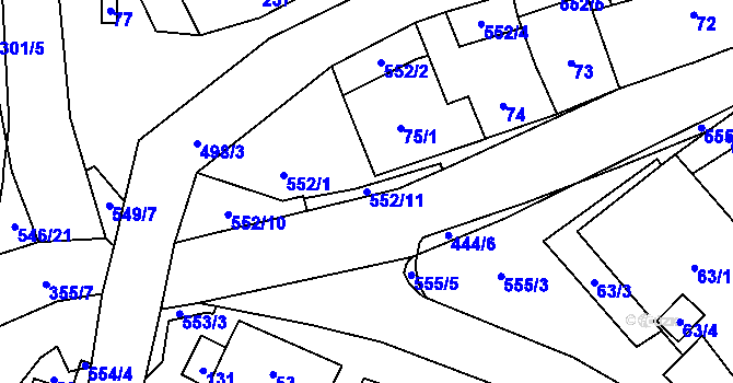 Parcela st. 552/11 v KÚ Vítonice u Znojma, Katastrální mapa