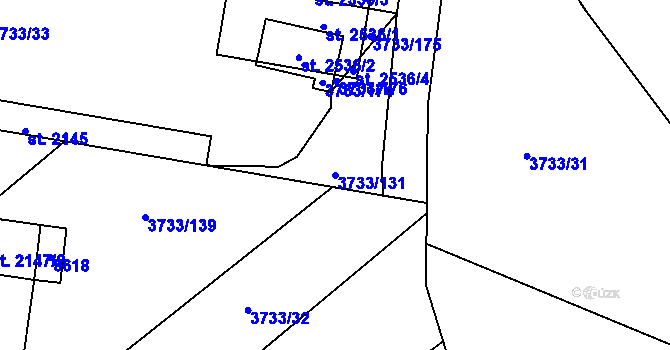 Parcela st. 3733/131 v KÚ Vizovice, Katastrální mapa