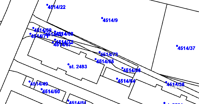 Parcela st. 4514/73 v KÚ Vizovice, Katastrální mapa