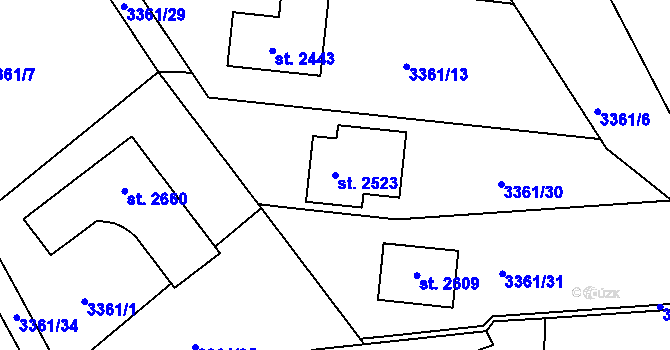 Parcela st. 2523 v KÚ Vizovice, Katastrální mapa